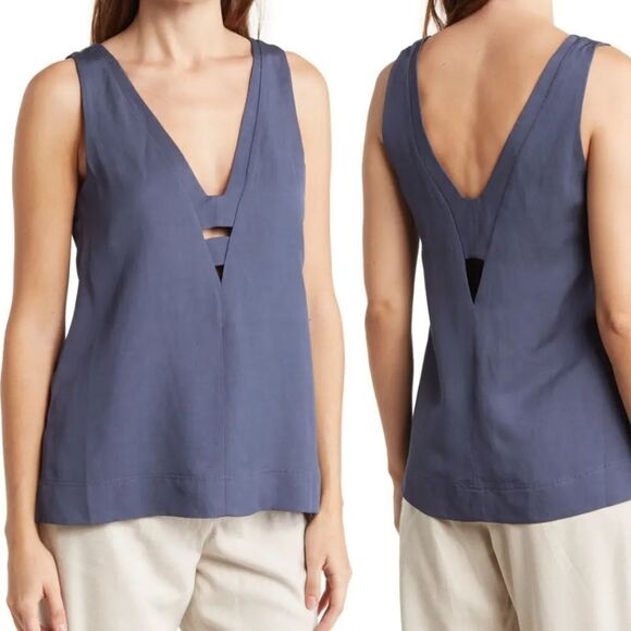Reiss Emi Blue V-Neck Tank Top Size 4 - Picture 1 of 7